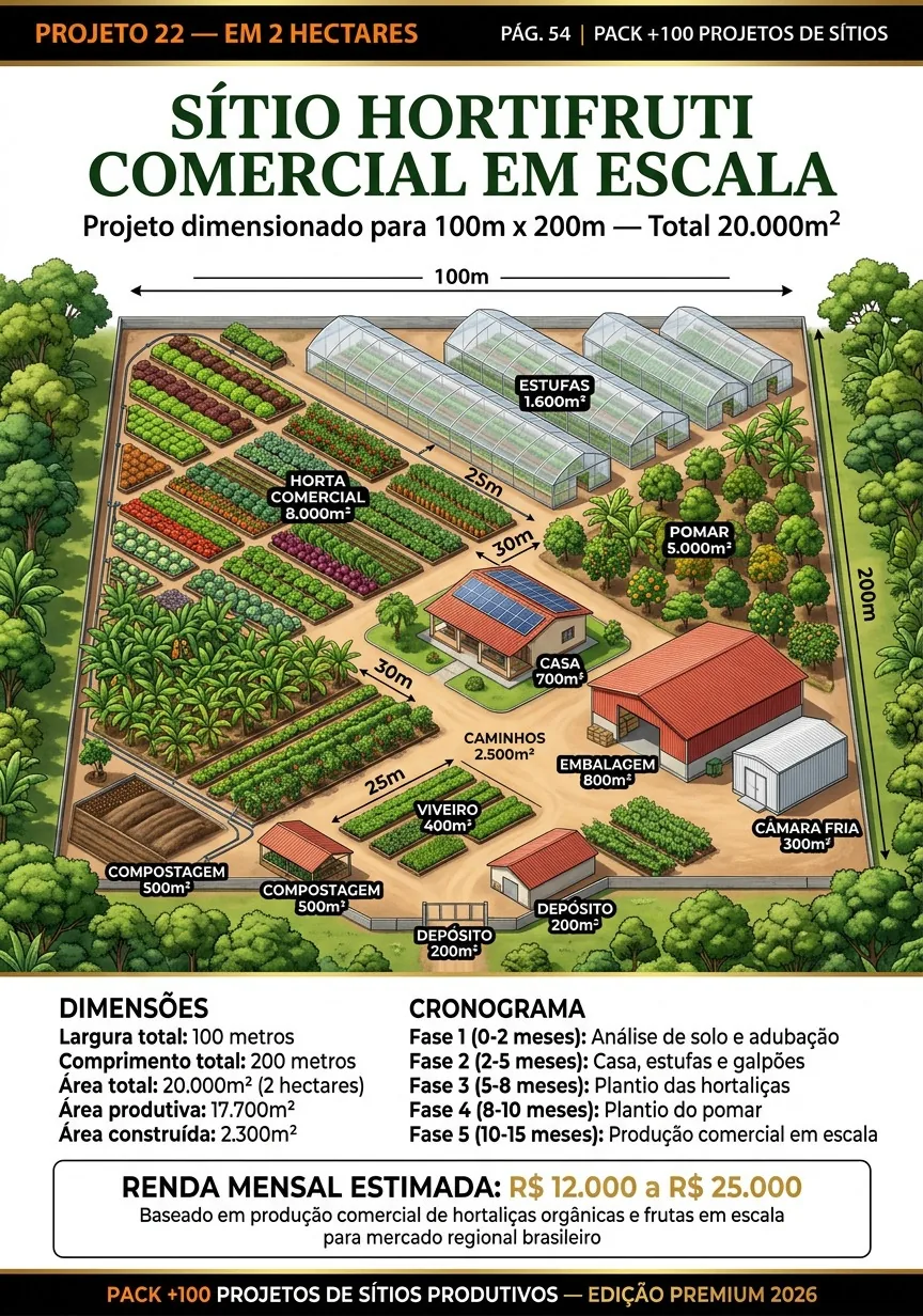 Sítio Hortifruti Comercial em Escala